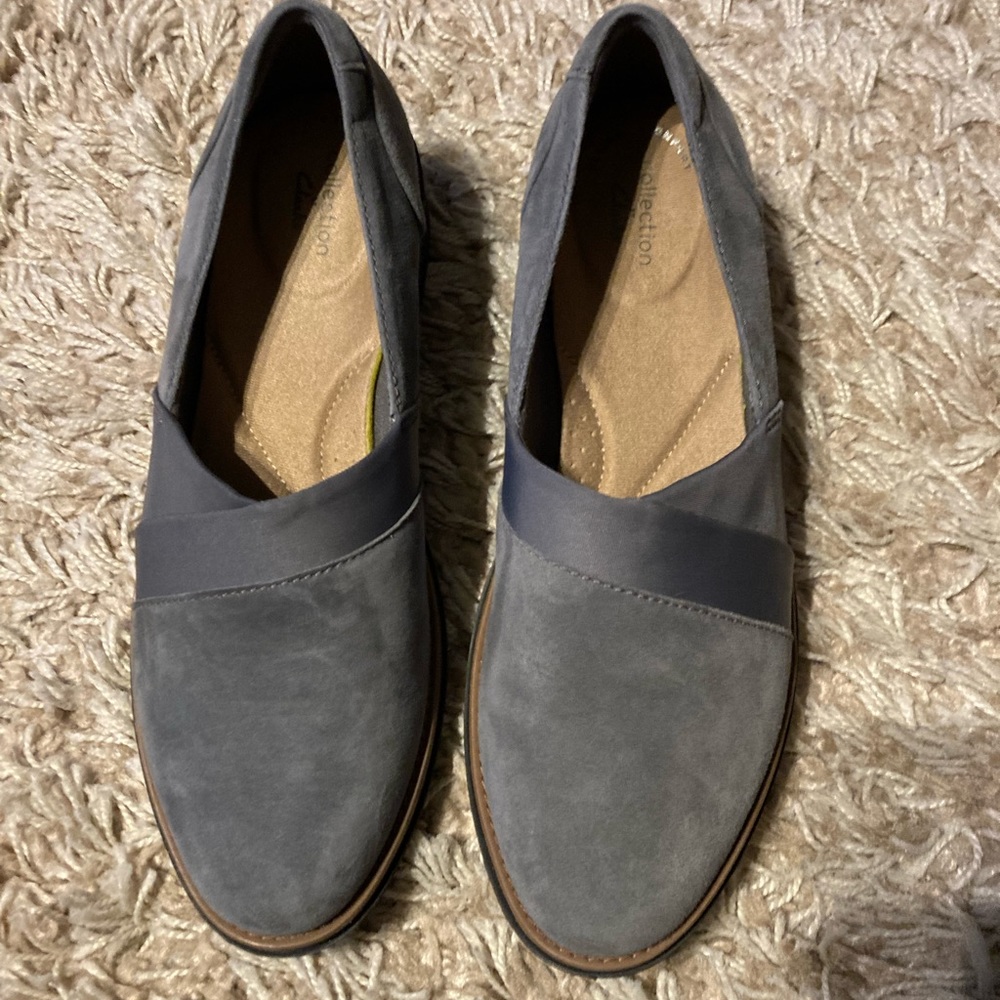 Clarks Sharon Pump Loafers Grey 8.5